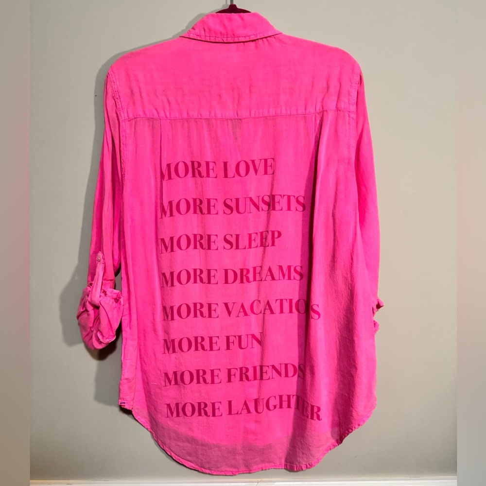 Sundry Pink Vacation Button-Down Shirt or beach cover up